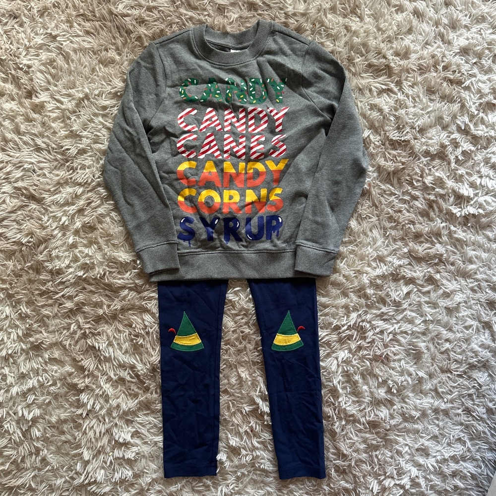 Hanna Andersson Elf Crewneck Sweatshirt Leggings Size 130 8